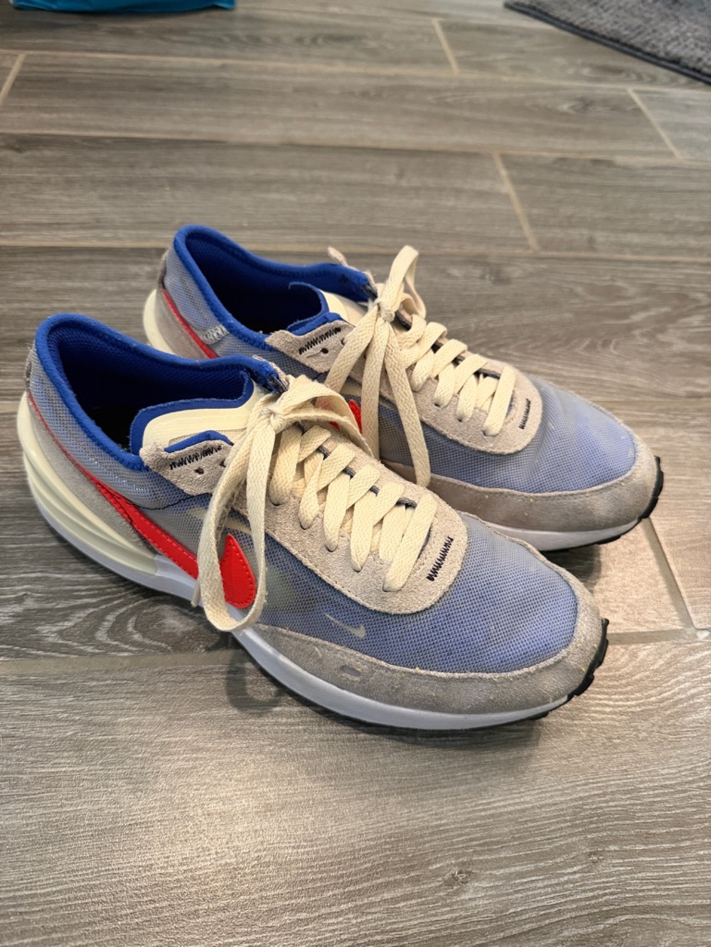 Nike Waffle youth 6.5 Neon blue/pink mesh Retro Sneakers